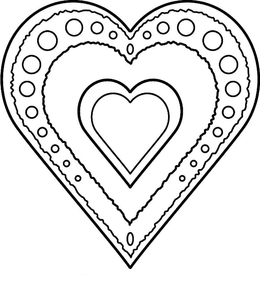 Сердечки картинки раскраски