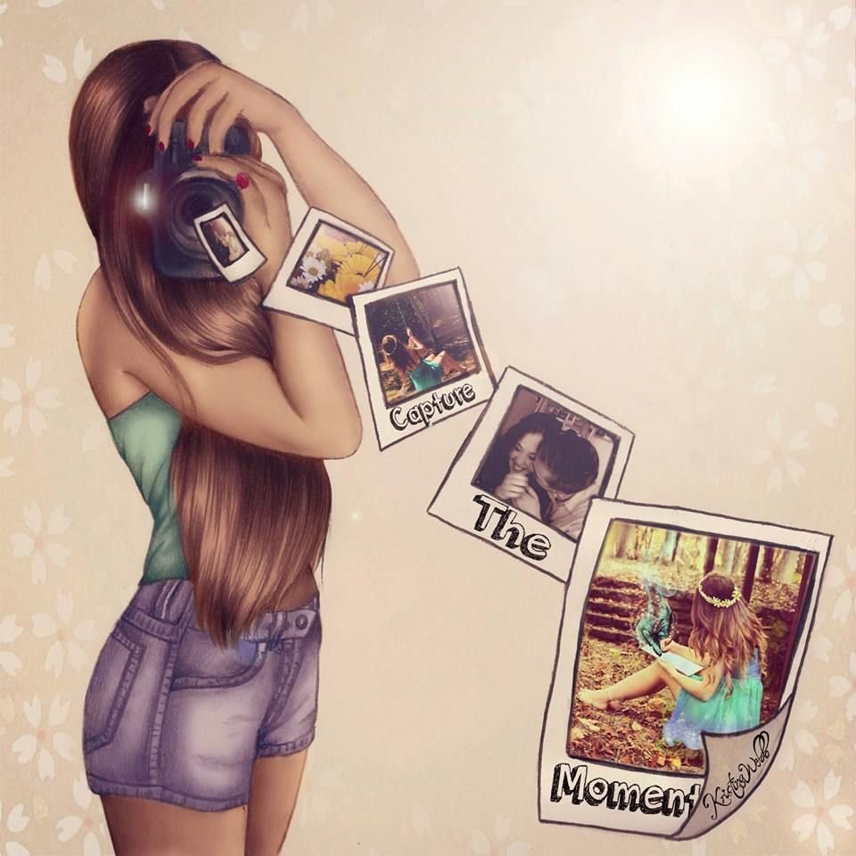 Нарисованная девушка с фотоаппаратом