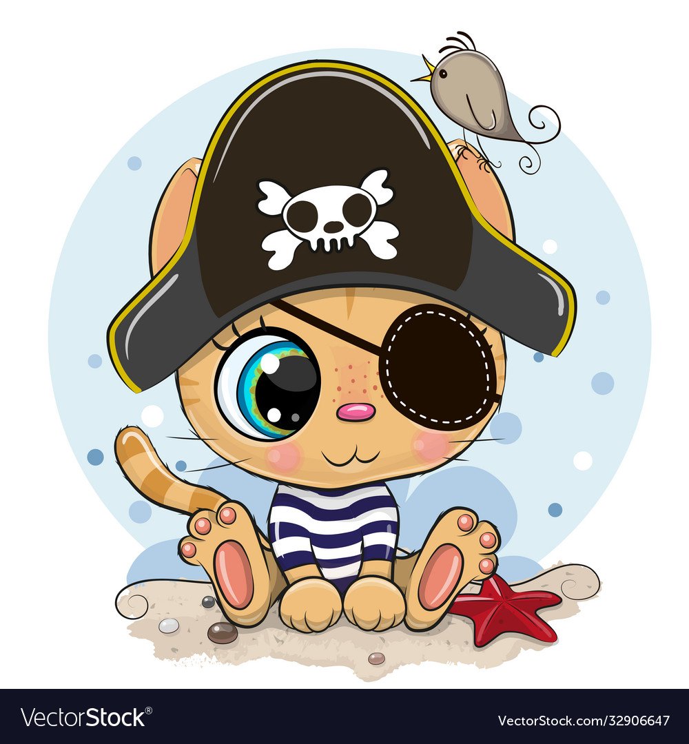 Кот пират вектор