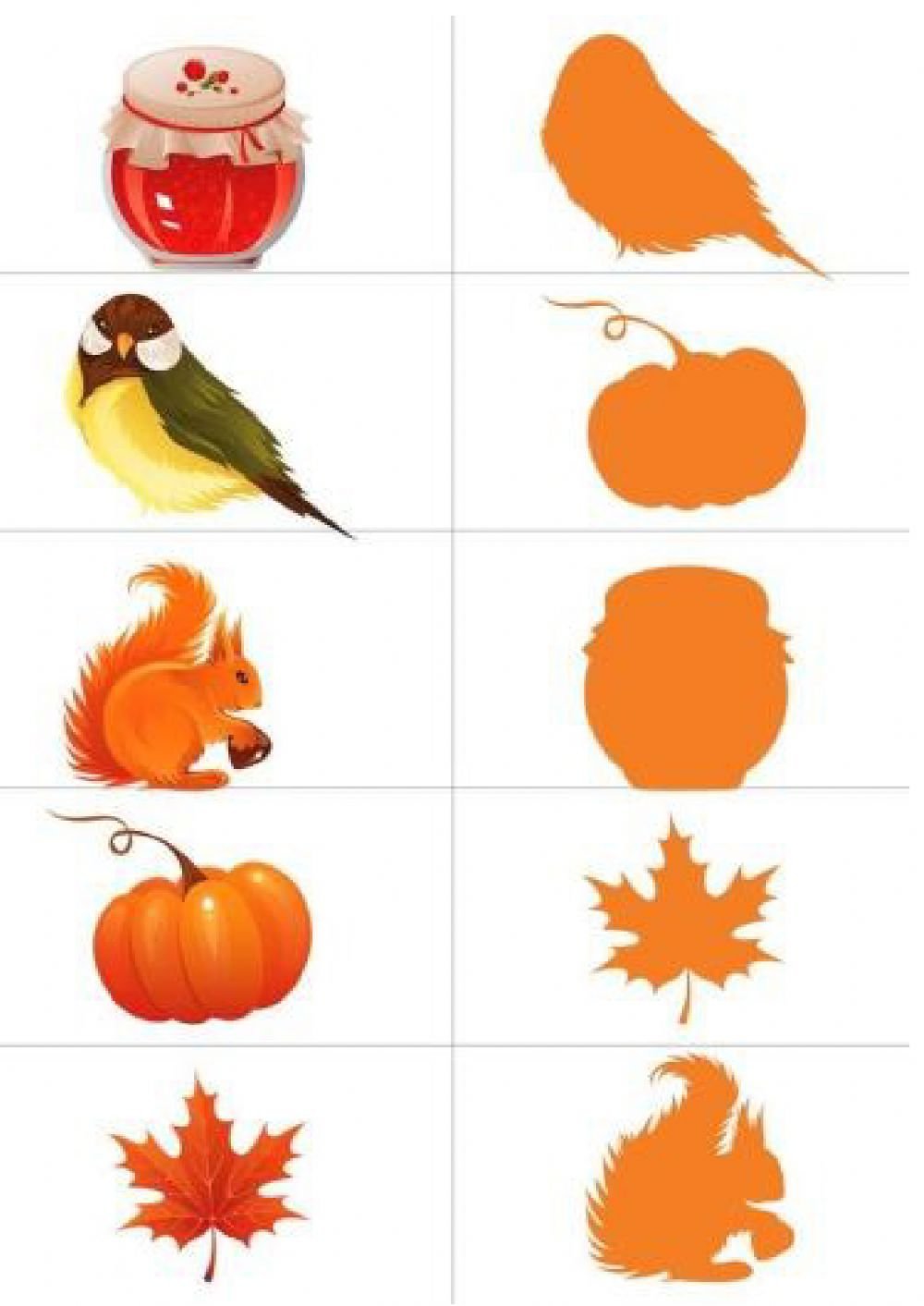 Теневое лото осень для дошкольников