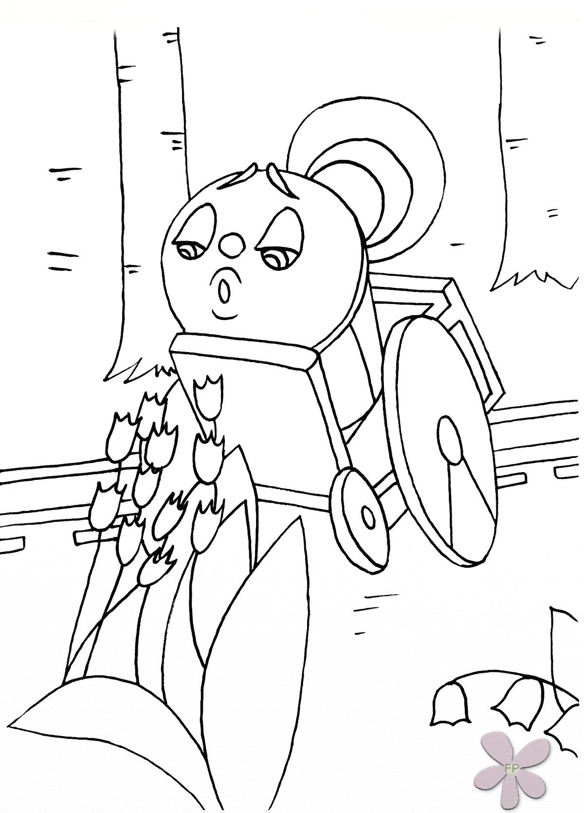 Паровозик из Ромашково раскраска для детей