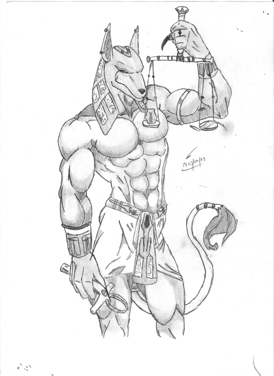 Тату Анубис карандашом