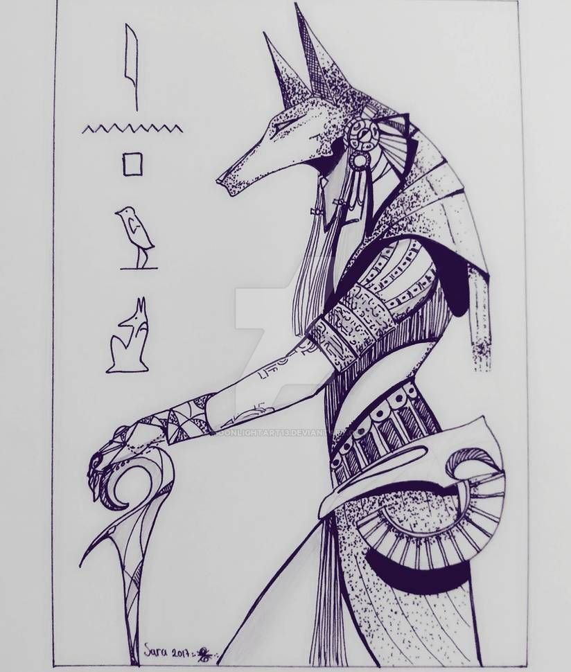 Анубис тату эскиз легкий