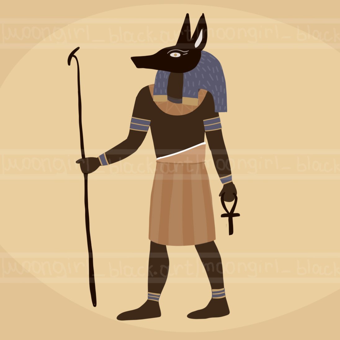 Анубис Бог древнего Египта мультяшная