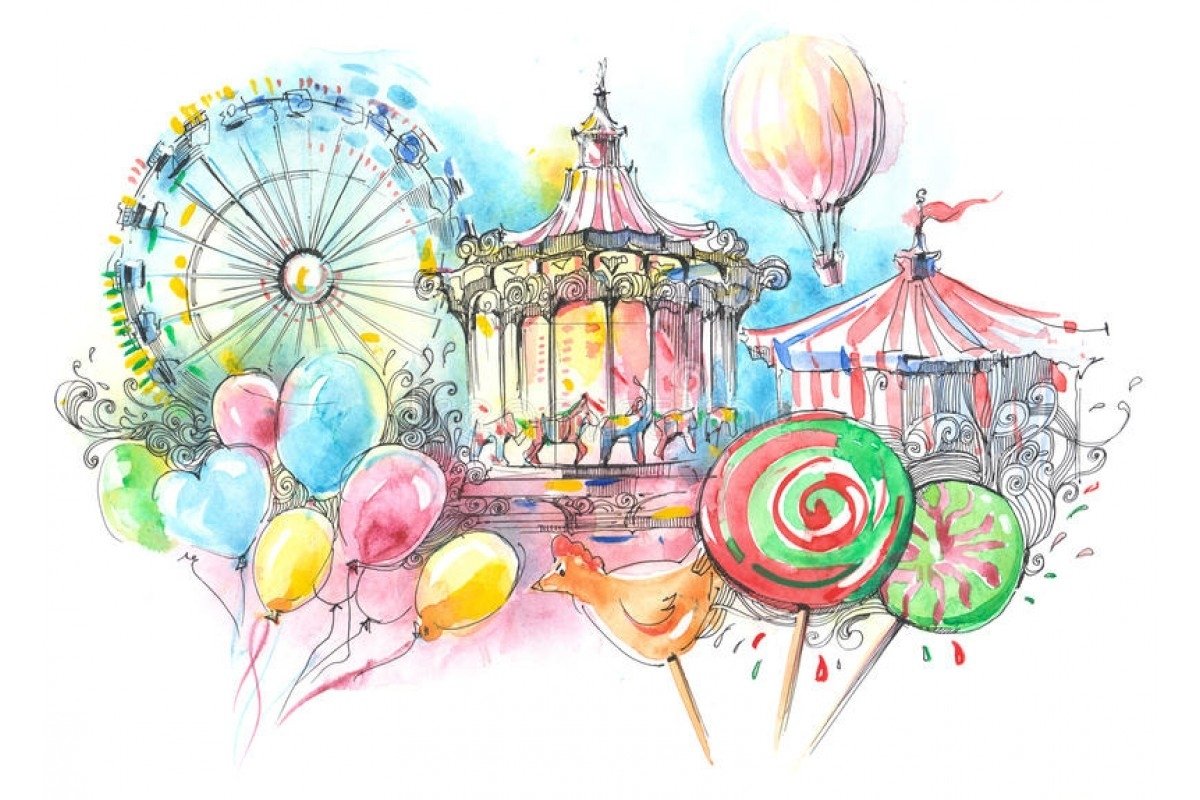 Кататься на карусели рисунок