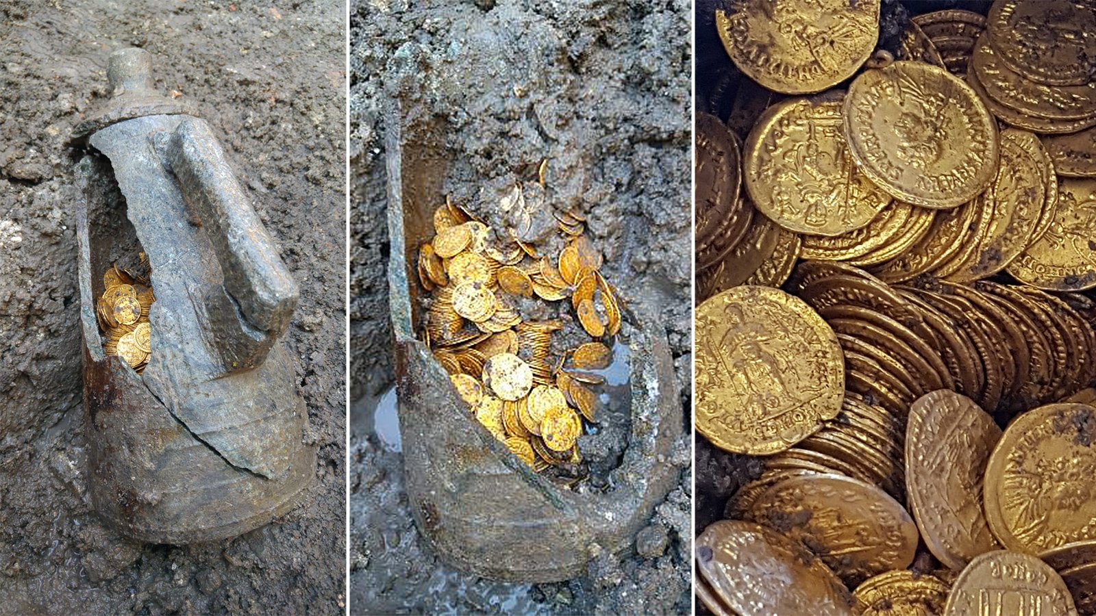 В каком году нашли первое золото. Монеты древний Рим клад. Золотые монеты Византии клад. Кувшин с золотыми монетами. Клад горшок с золотом.