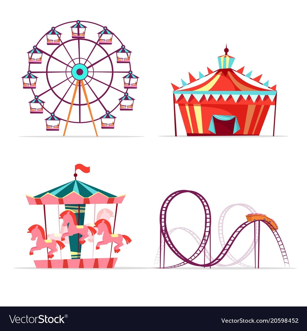 Ярмарка с аттракционами рисунок