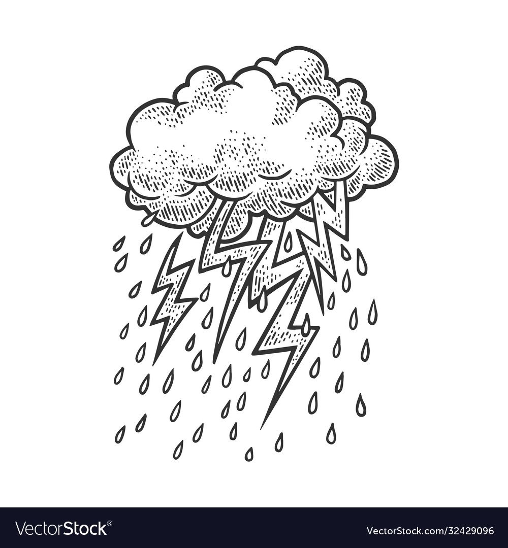 Эскиз тату облако с молнией