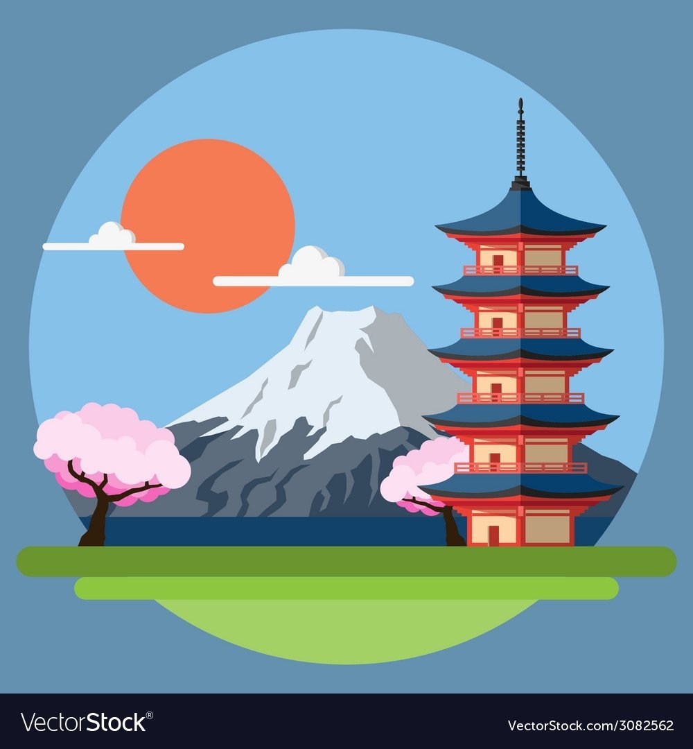 Японский пейзаж в иллюстраторе