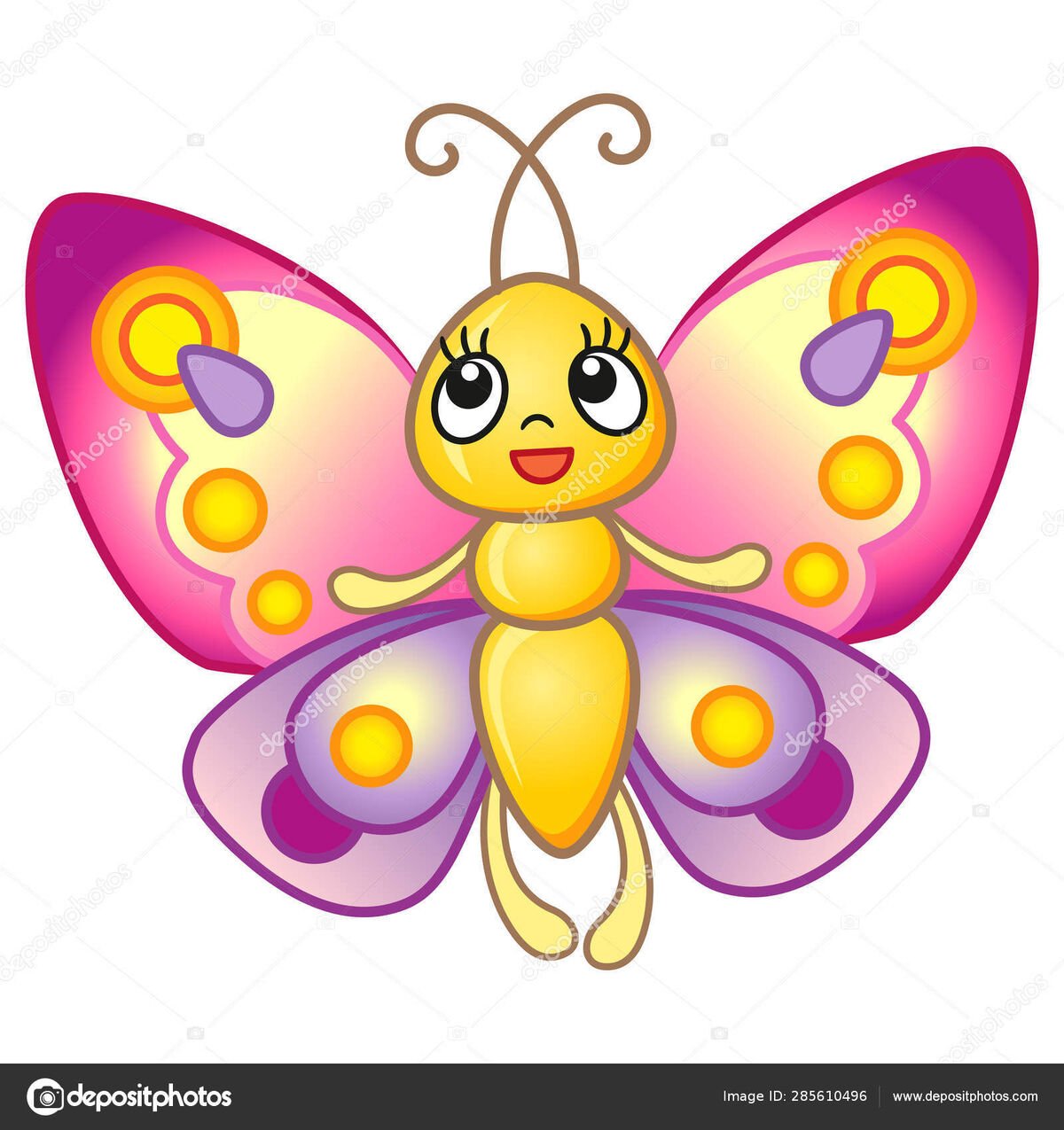 Смайлик бабочка на прозрачном фоне