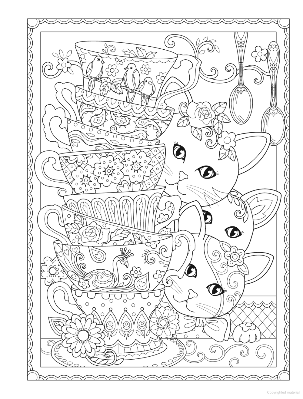 Кавайный котик раскраска