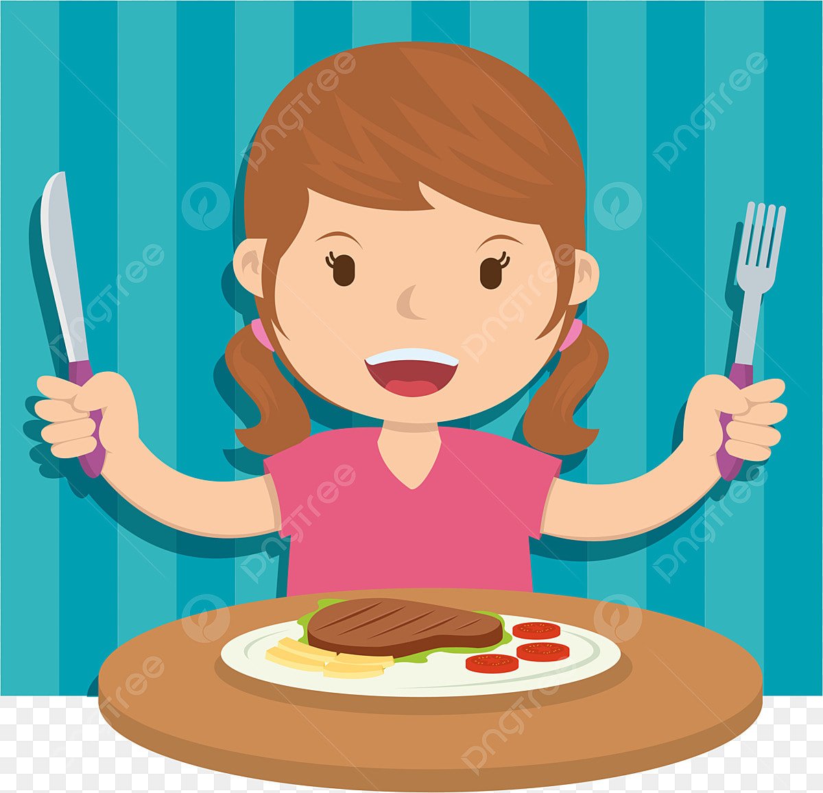 Девочка обедает