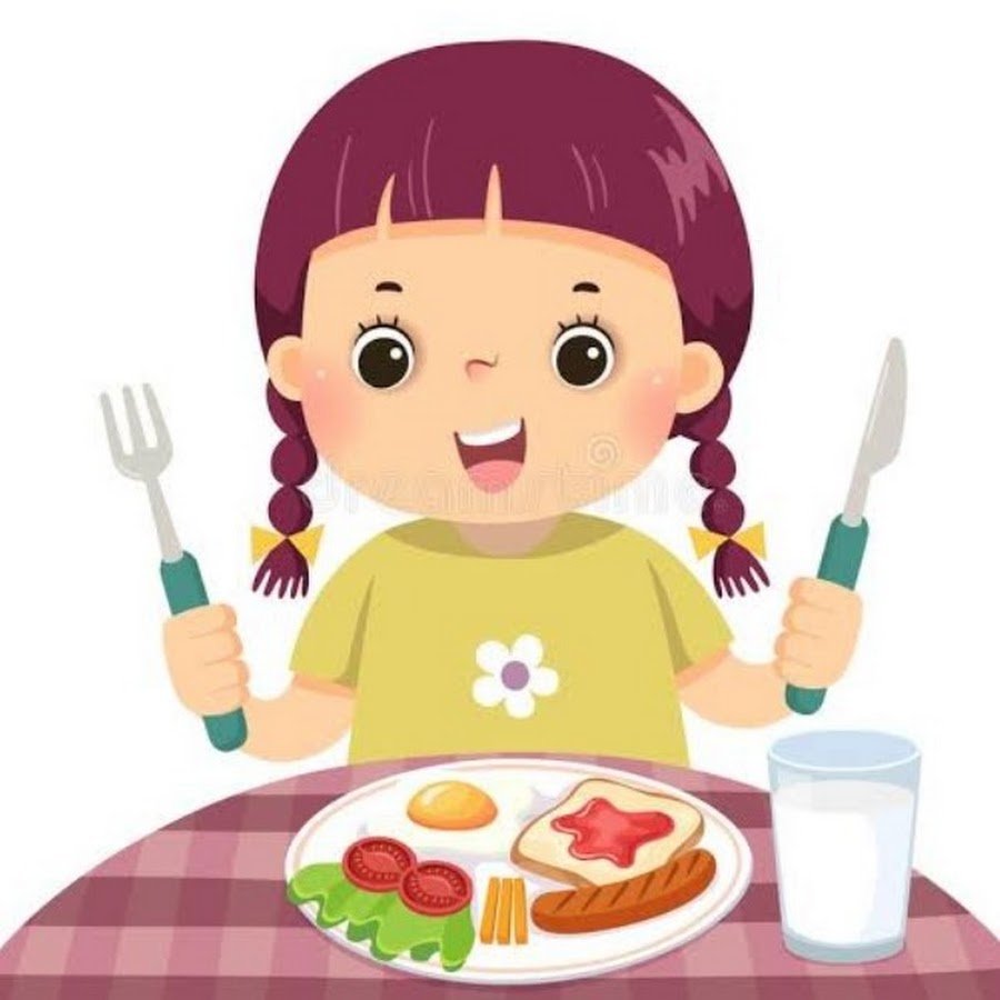 Девочка завтракает мульт