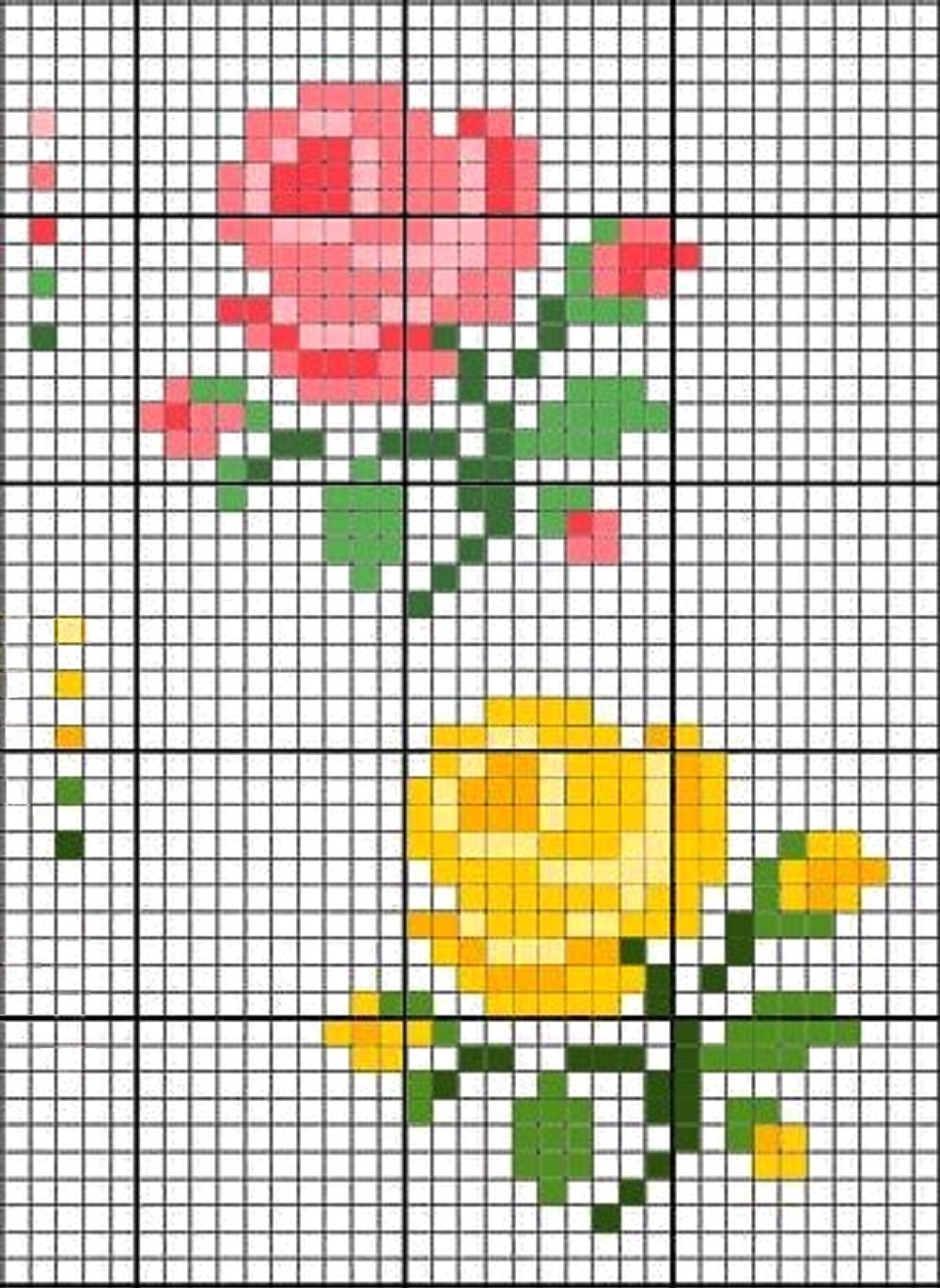 Вышивка крестиком розы по клеткам