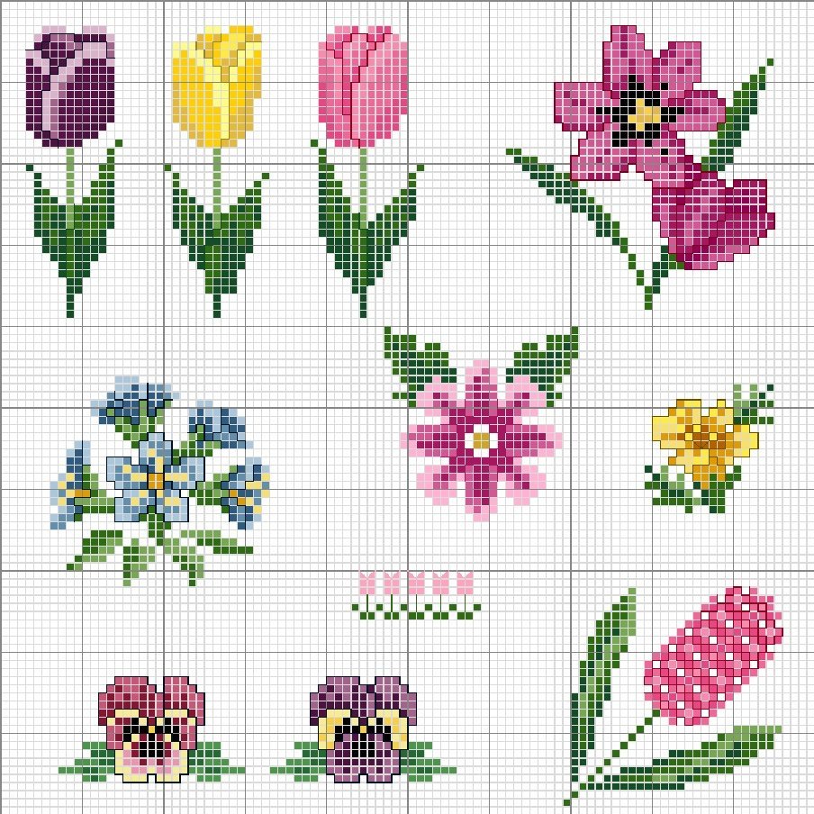 Вышивка цветов крестиком для детей