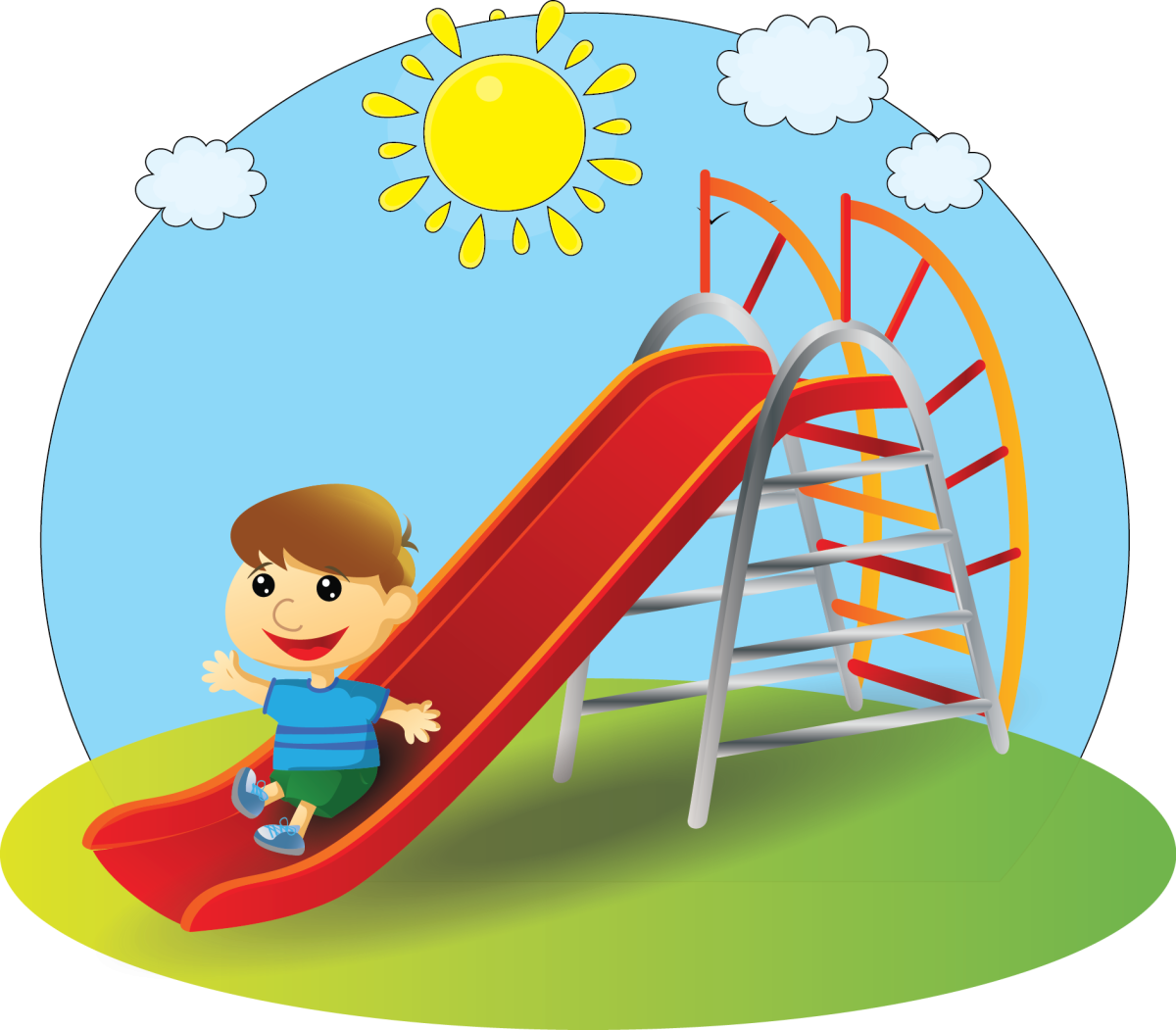 Дети с горкой без фона