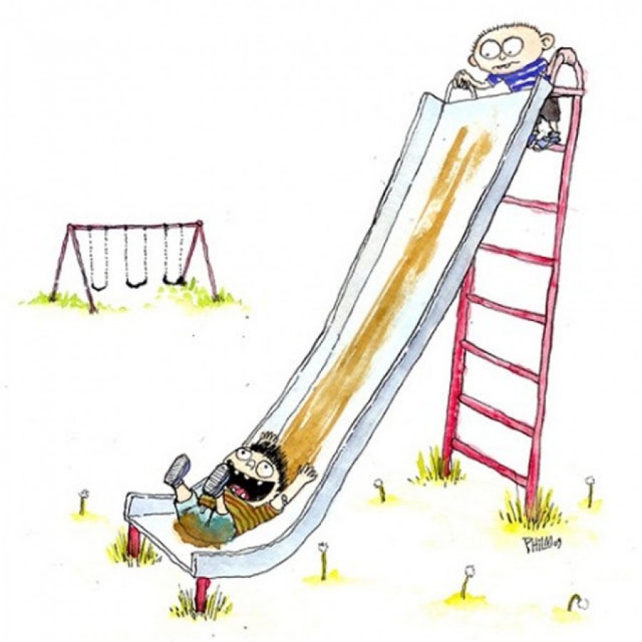 Катание с горки дети