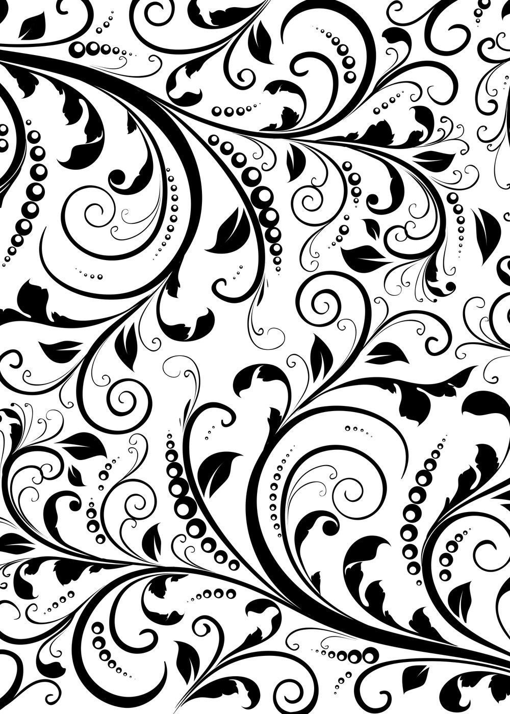 Растительный орнамент черно белый
