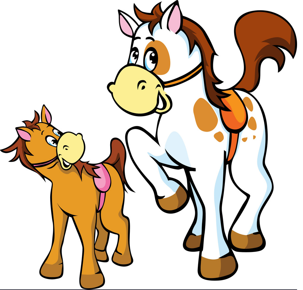 Лошадь с жеребенком мультяшный