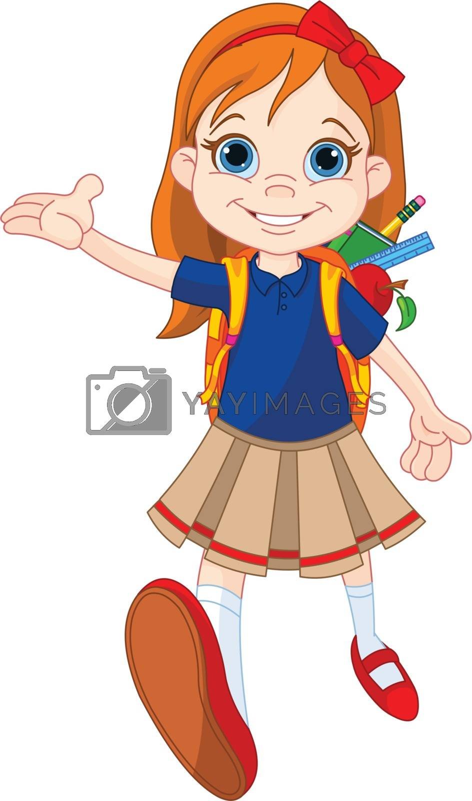 Девочка идет мультяшная