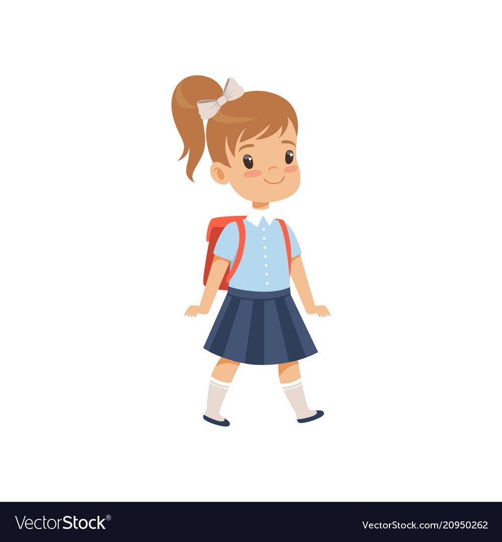 Девочка идет в школу вектор