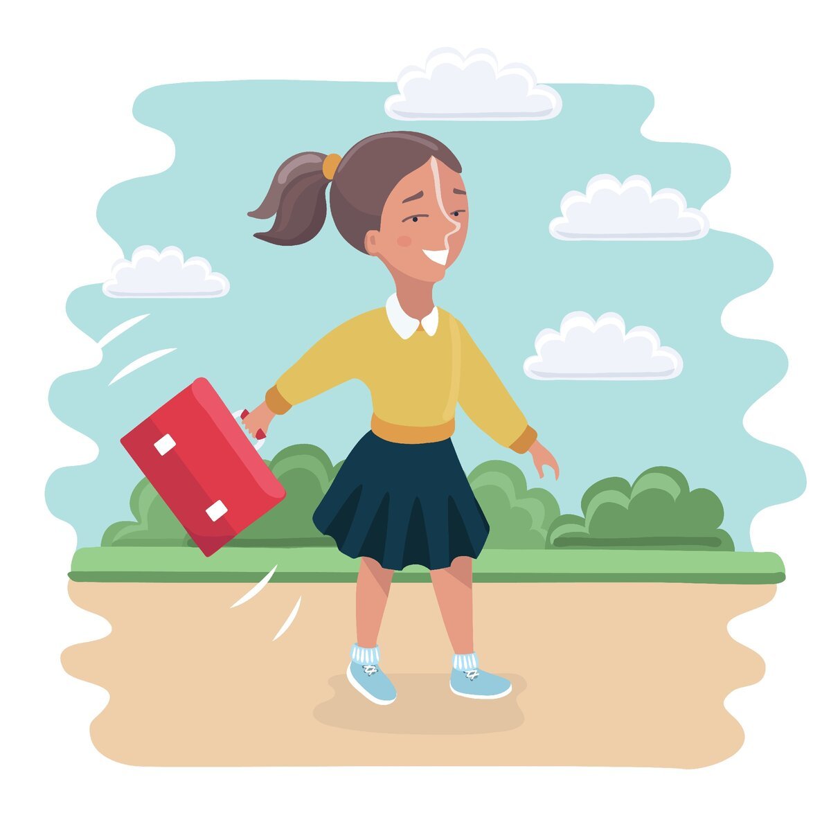 Девочка идет в школу