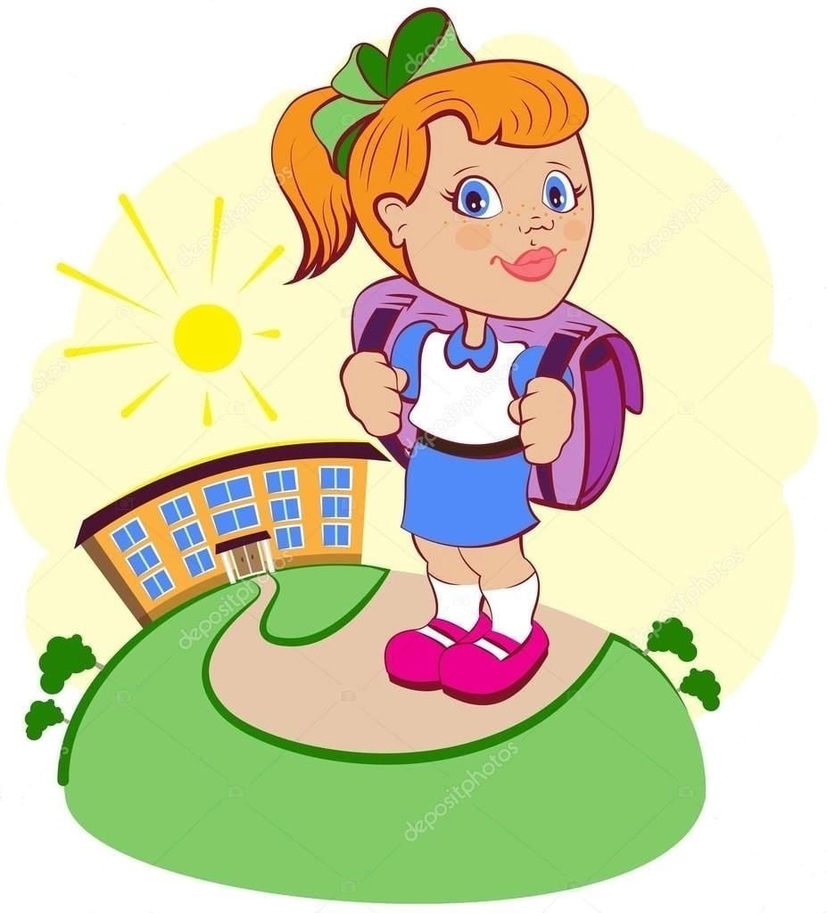 Девочки идут в школу мультяшный