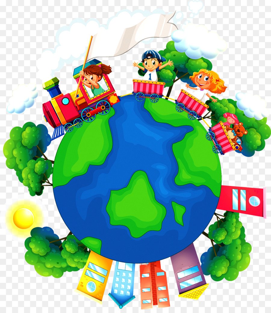 Дети вокруг глобуса