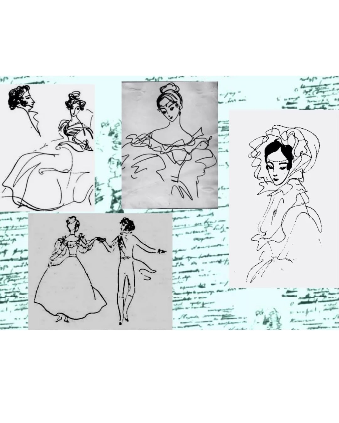 Зарисовки Пушкина к роману Евгений Онегин