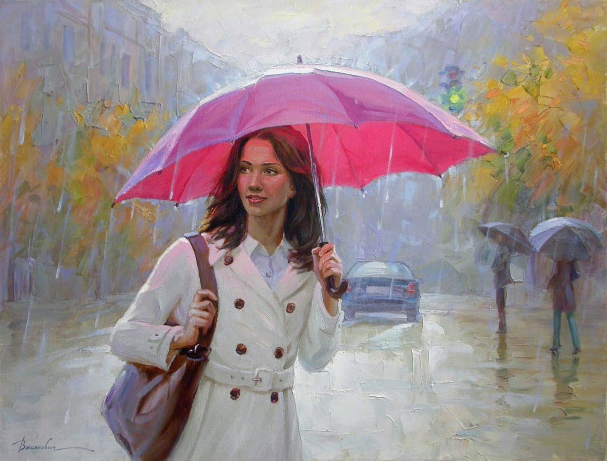 Блондинка под зонтом