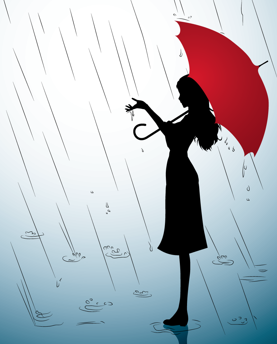 Девочка с зонтиком силуэт