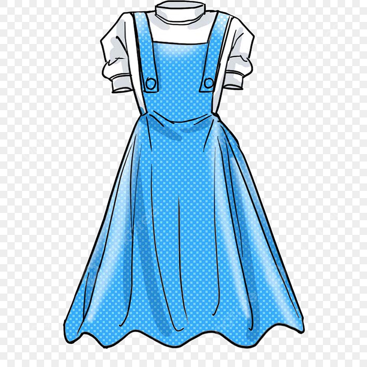 Голубое платье нарисовать