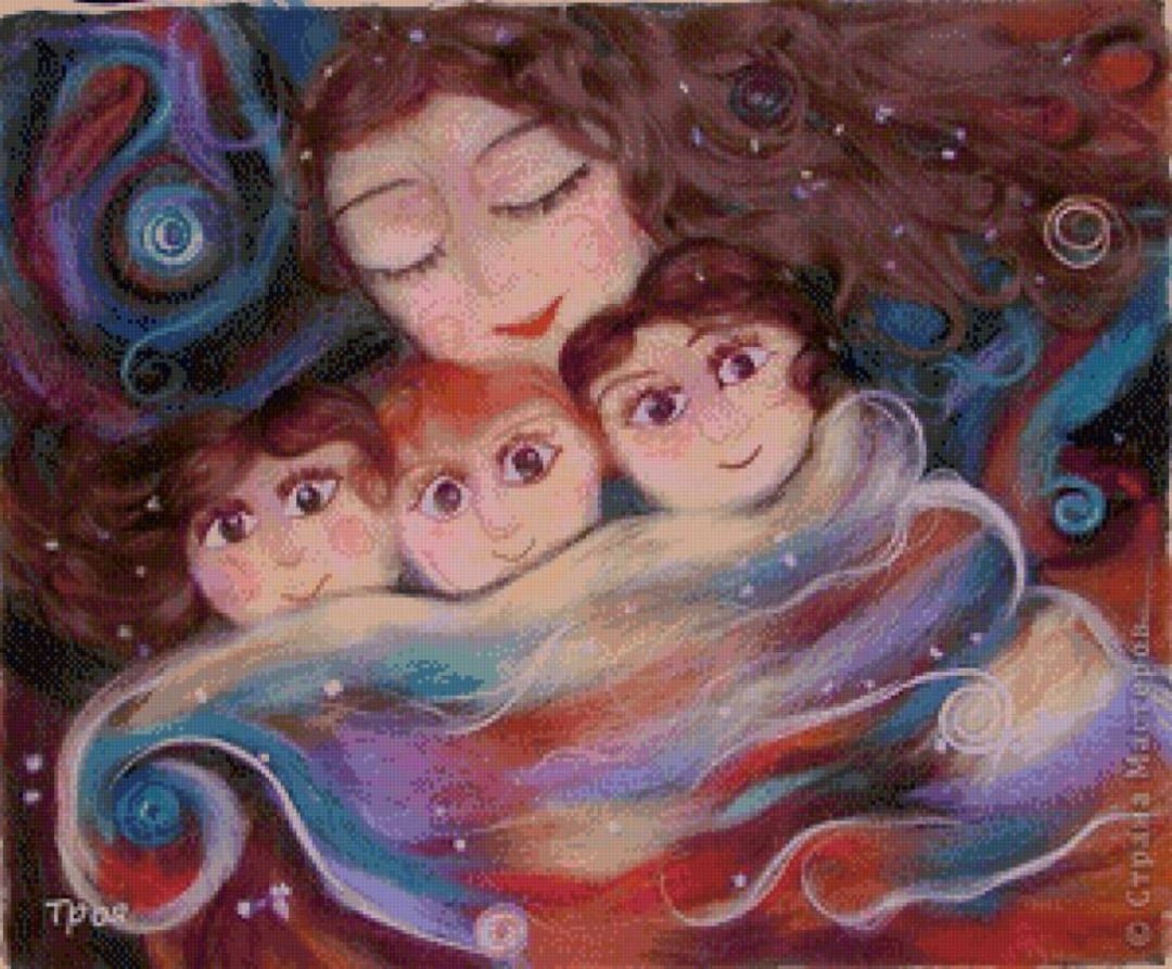 Родители и 2 сына картина