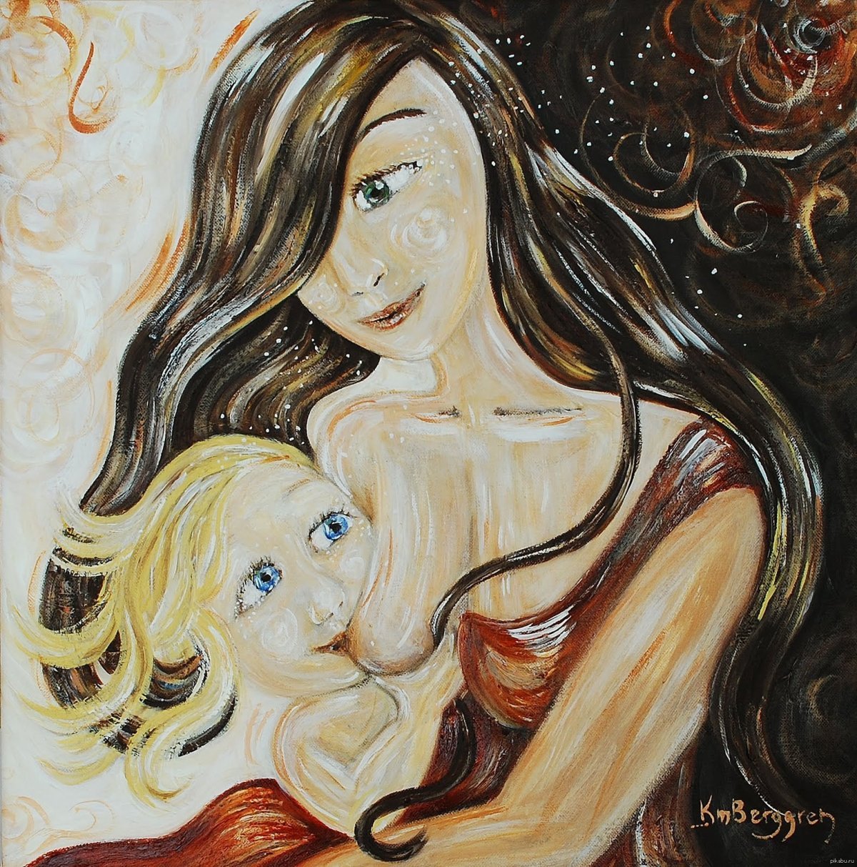 Силуэт женщины с двумя детьми