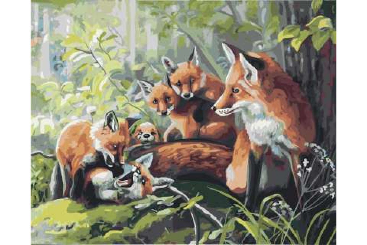 Лиса с лисятами Ушакова