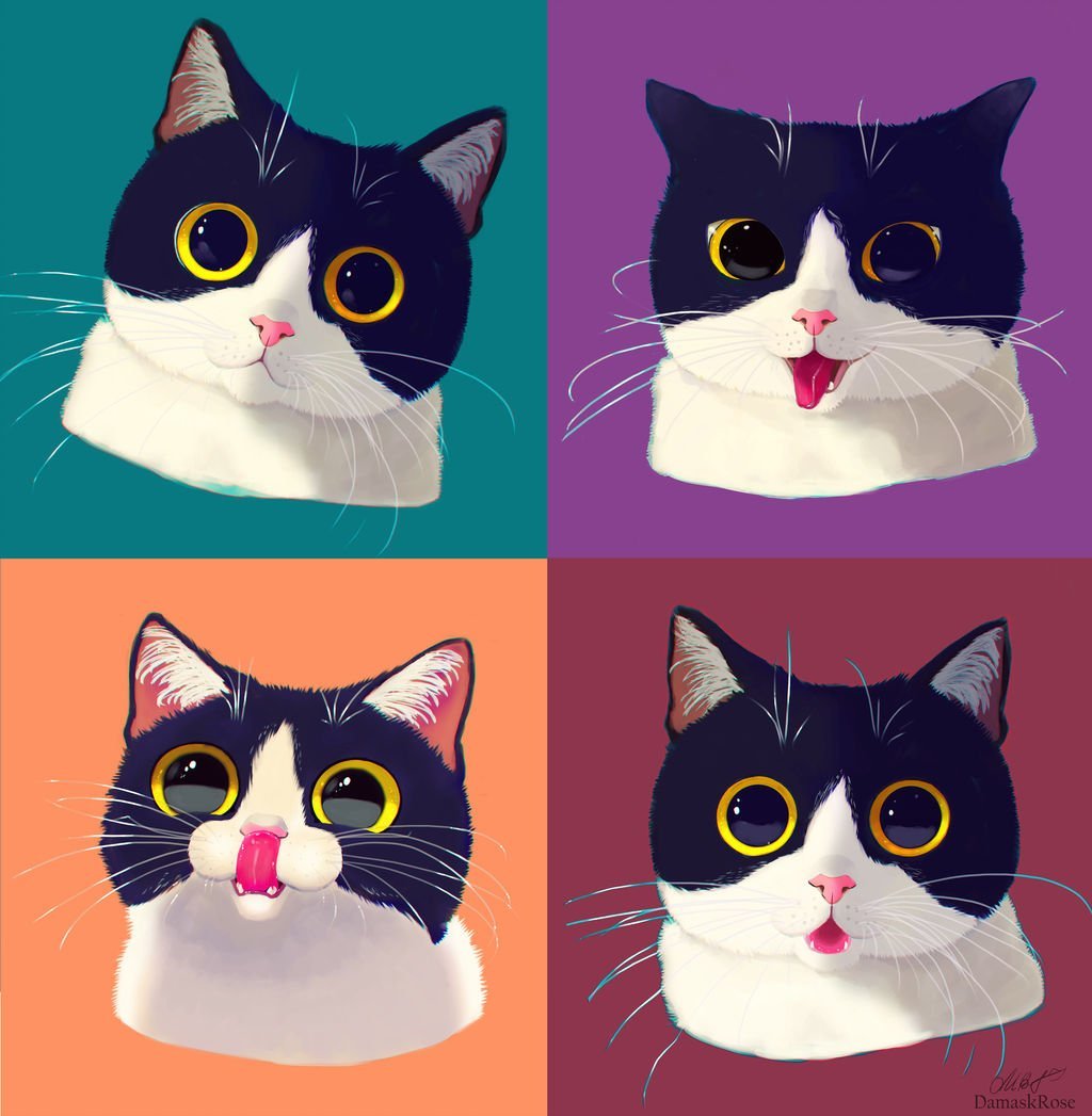 Котики в разных стилях