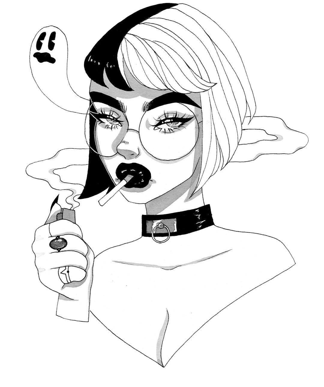 Девушка в очках рисунок карандашом