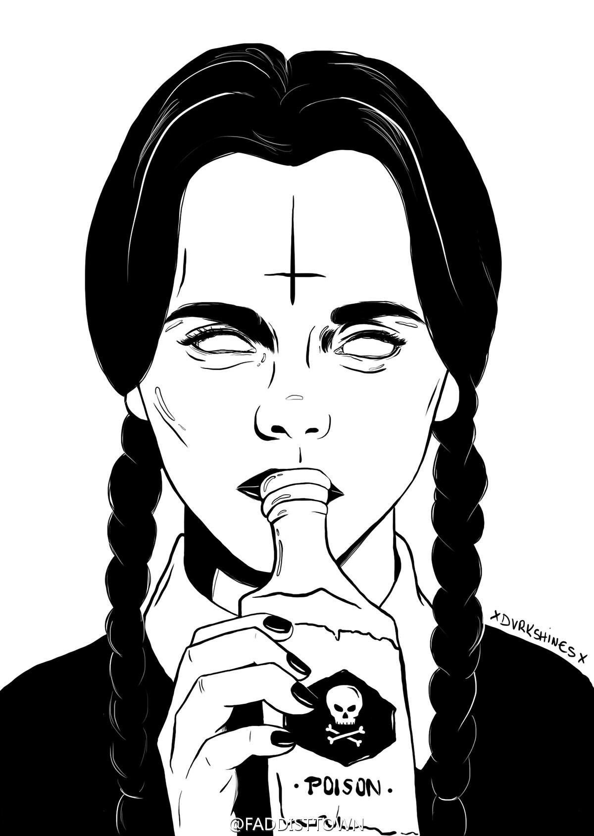 Венсдей Аддамс зарисовка