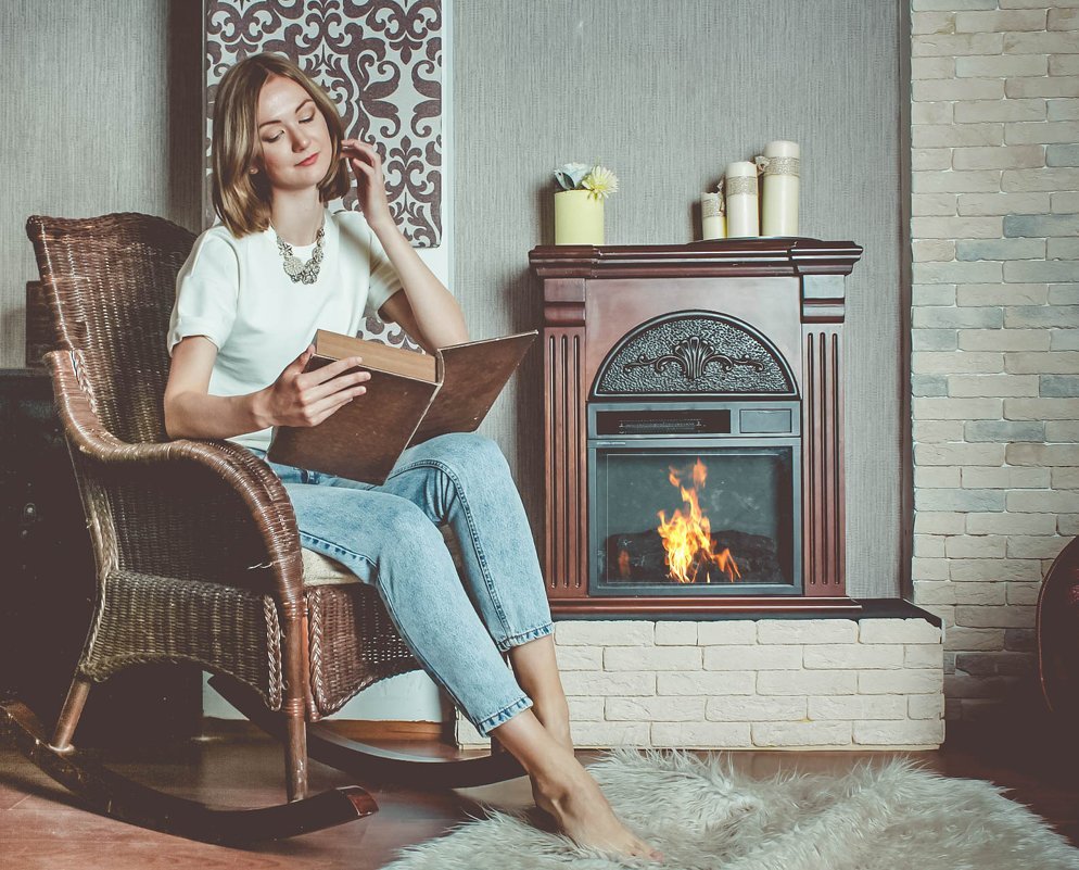 Камин фотосессия девушка