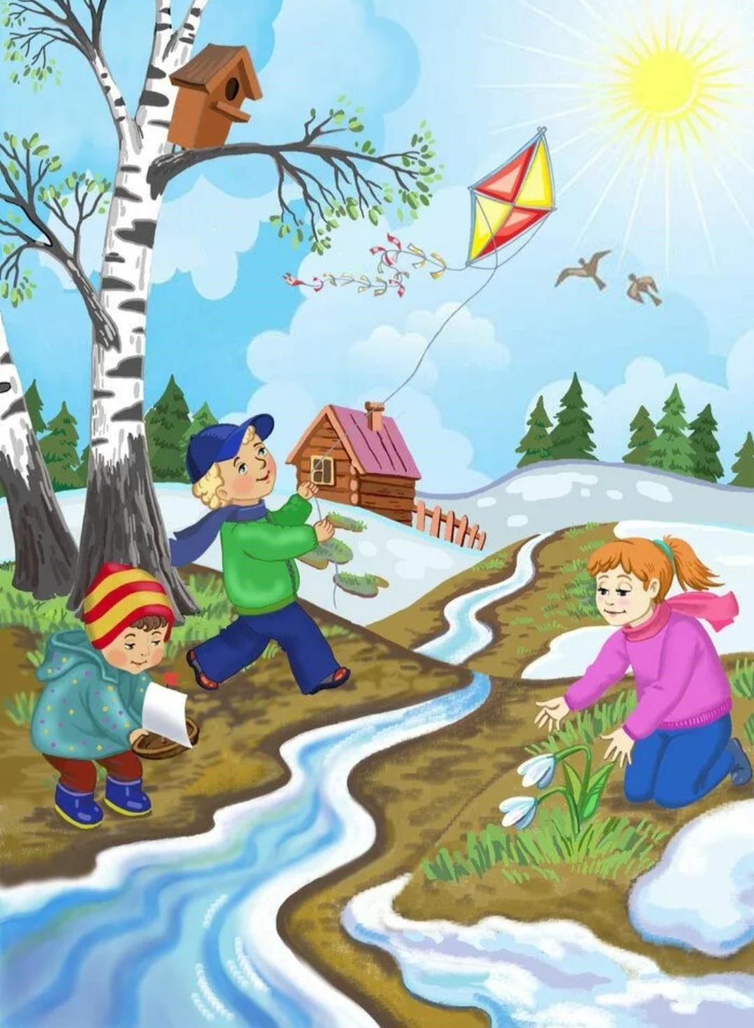 Ручей весной для детей