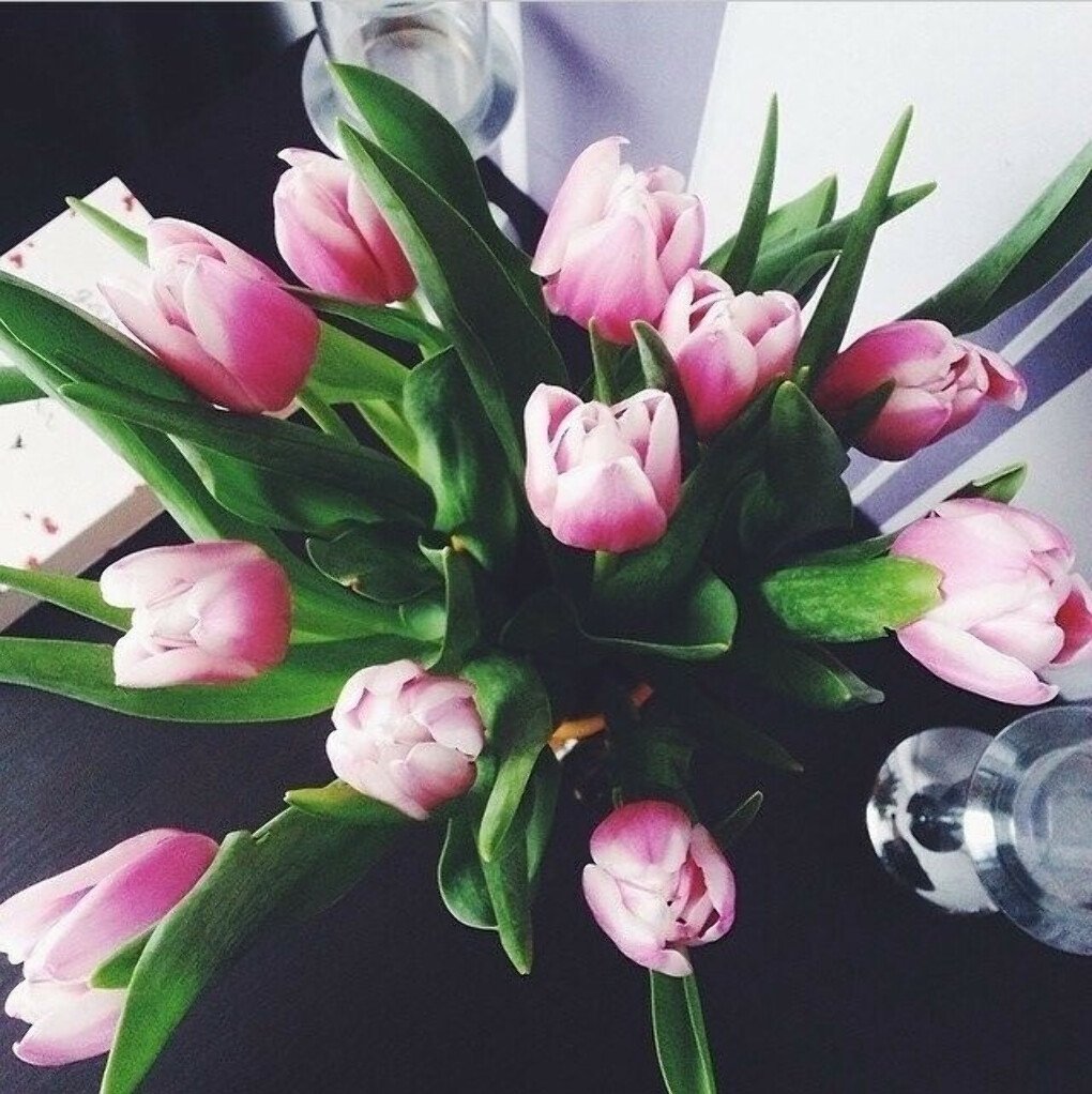 Девушка с тюльпанами без лица