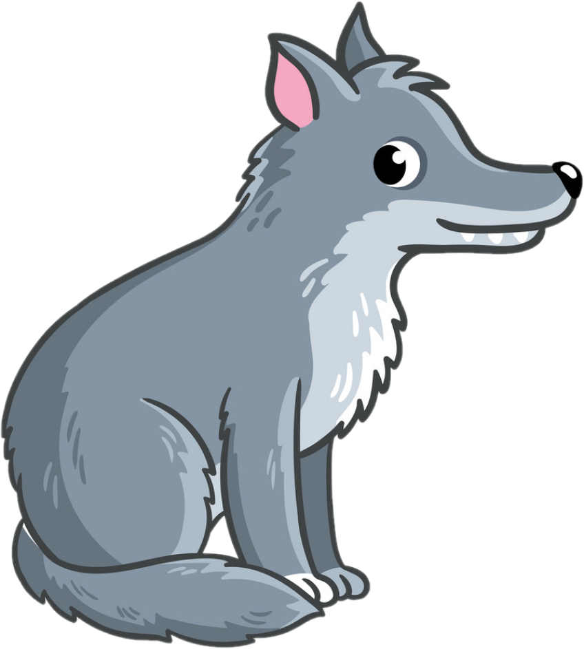 Волк сидит рисунок мультяшный