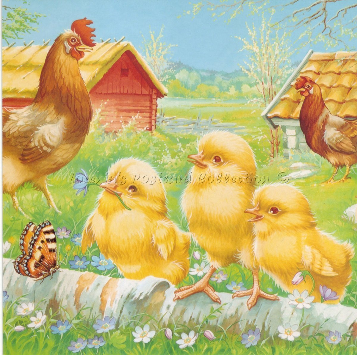 Петушки и курочки для декупажа