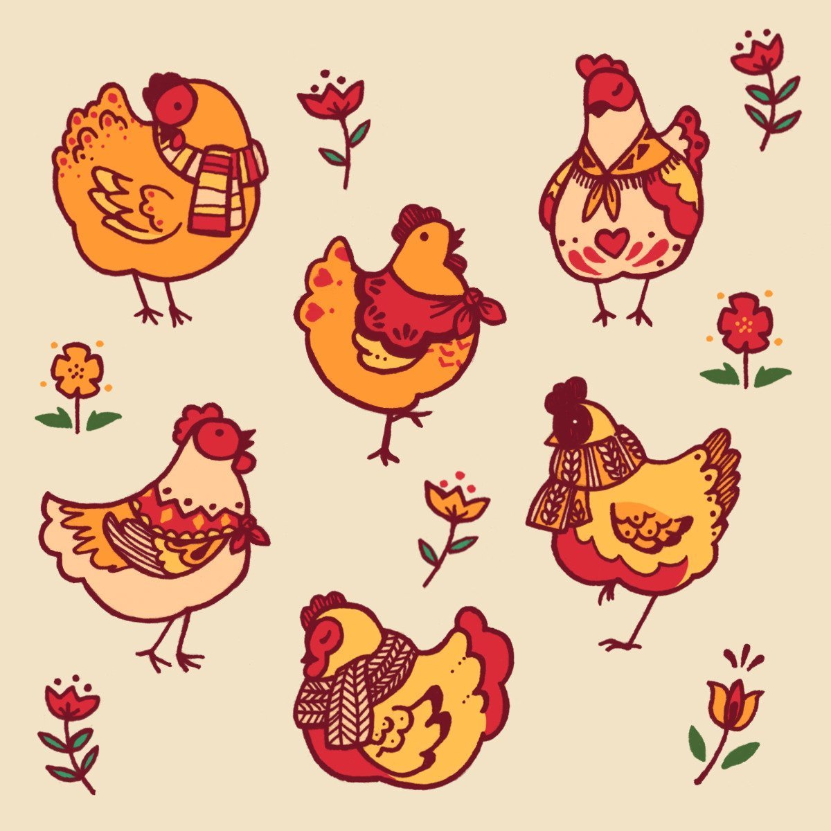 Белая курица мультяшная