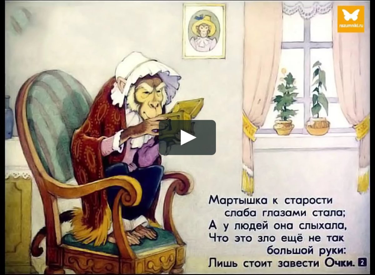 Обезьяна и очки рисунок