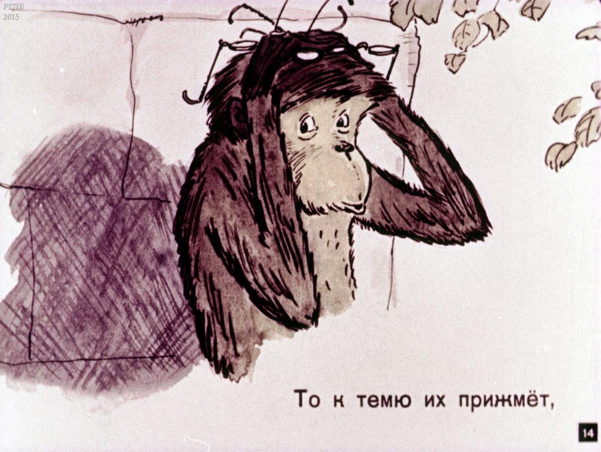 Обезьянка и очки рисунок