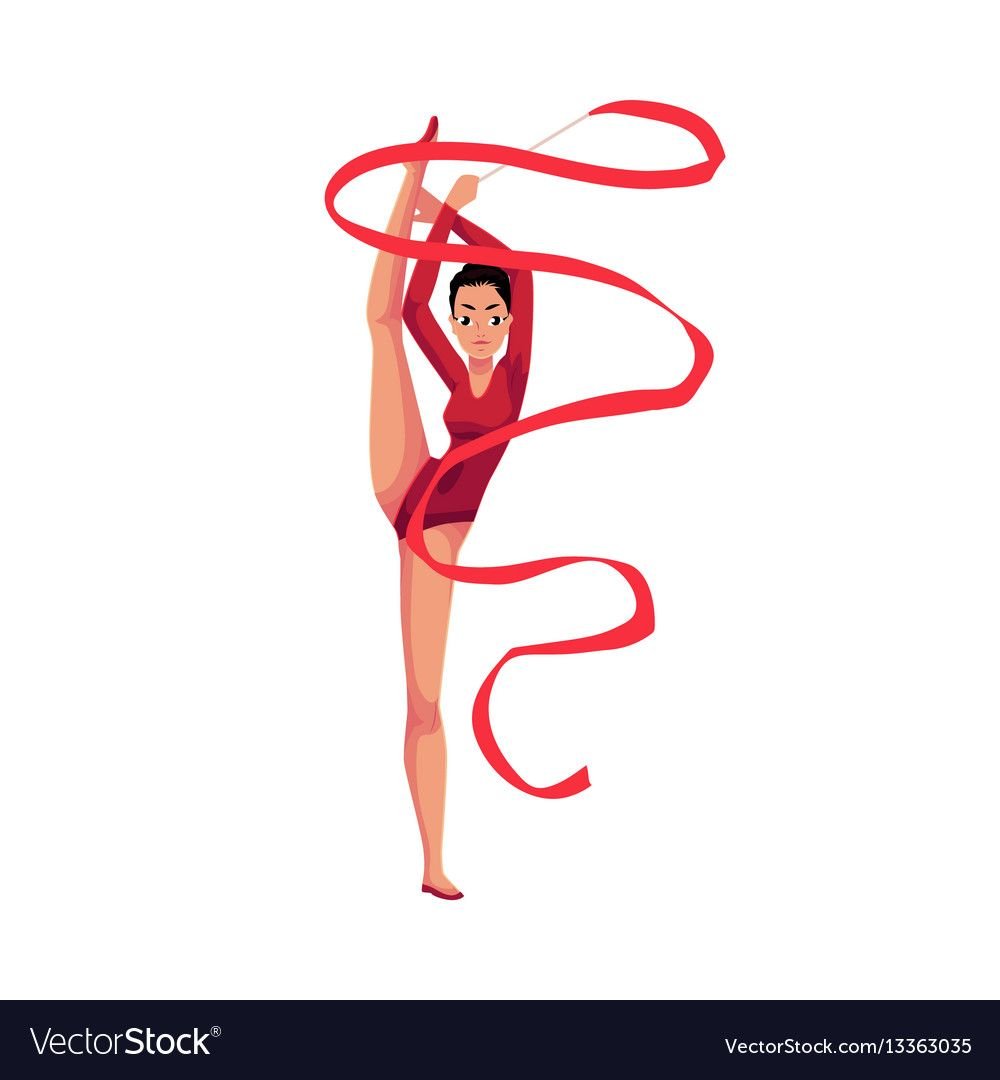 Гимнастка с лентой на белом фоне