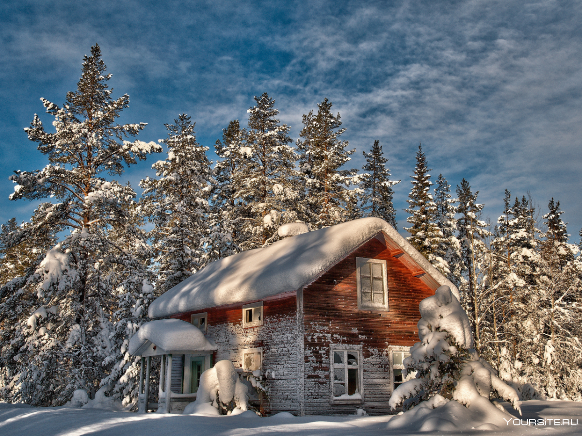 Домик в зимнем лесу
