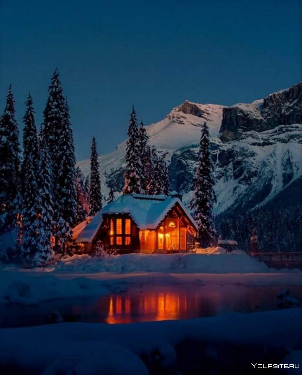 Дом в зимнем лесу