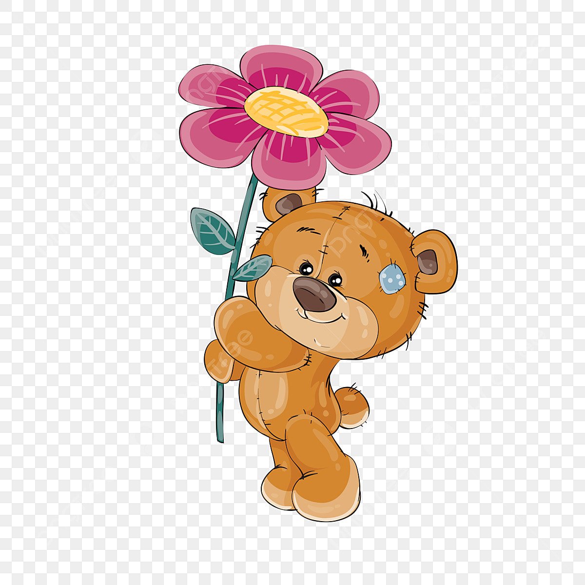 Медвежонок с цветами мультяшный